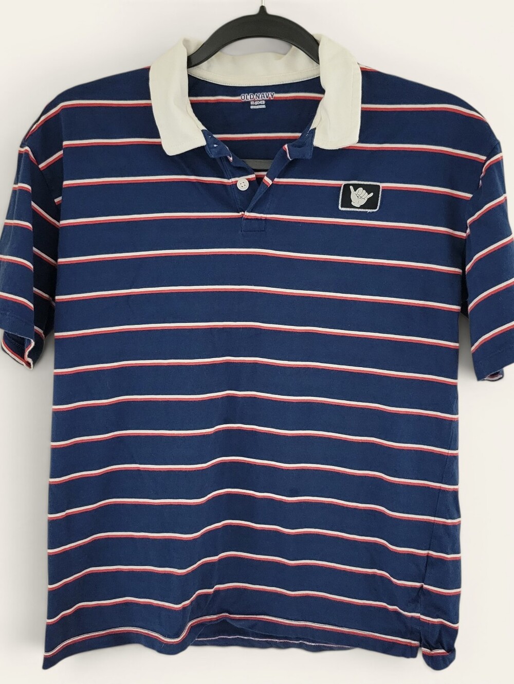 Old Navy Navy Polo with White Collar and Red-Trim Stripes